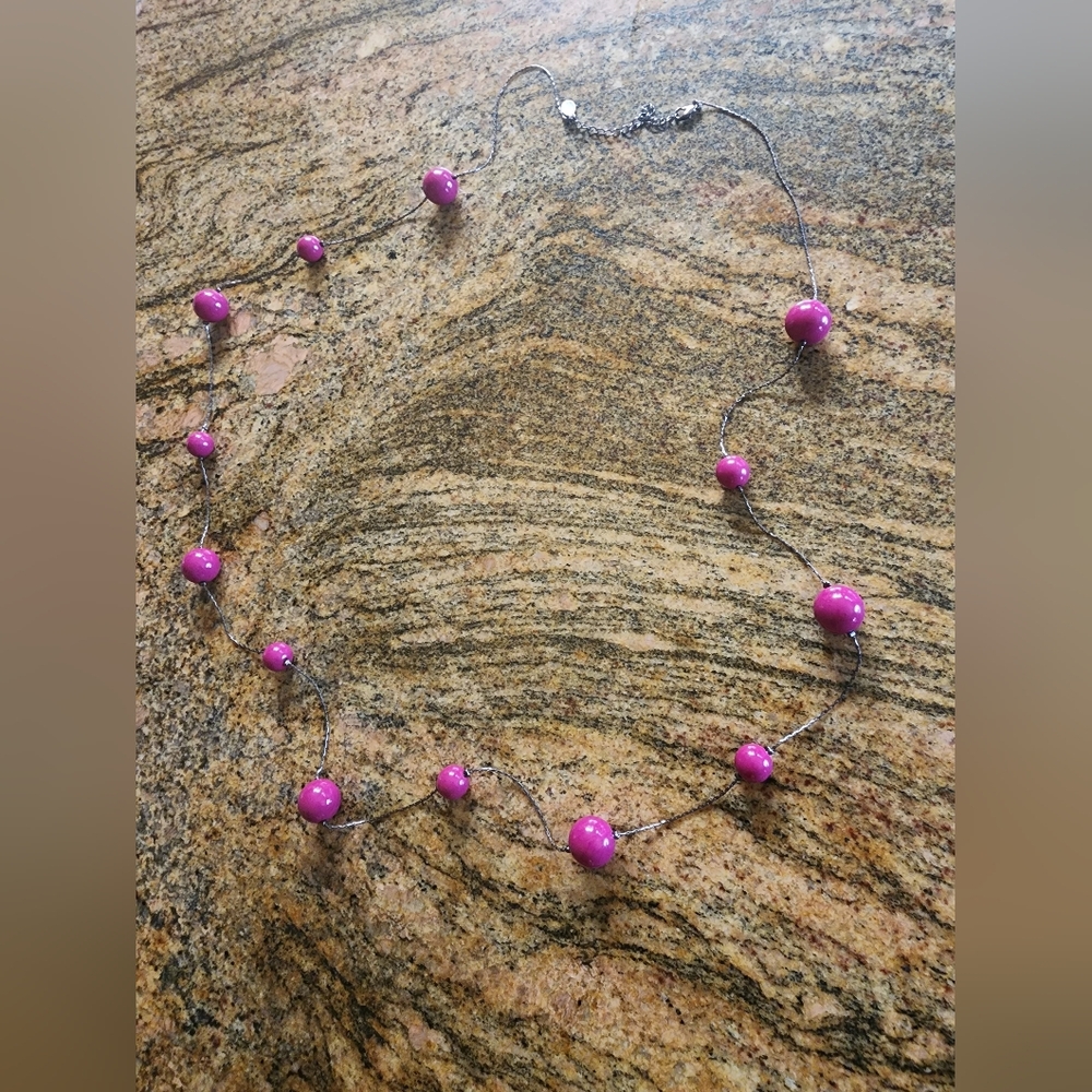 Express Pink bead long necklace.